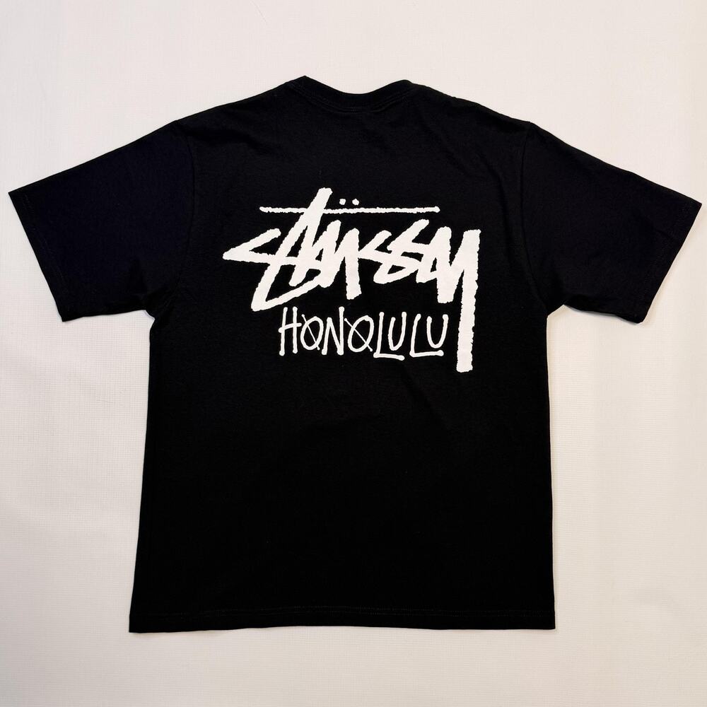Stussy Shirt Mens Medium Black Stock Honolulu Graphic Tee Streetwear Hawaii